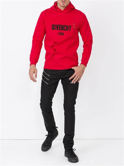 givenchy destroyed sweatshirt red|givenchy oversized sweatshirt.